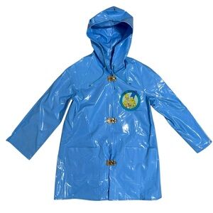 VTG Simpsons Kids Blue Hooded Graphic Raincoat Size Large